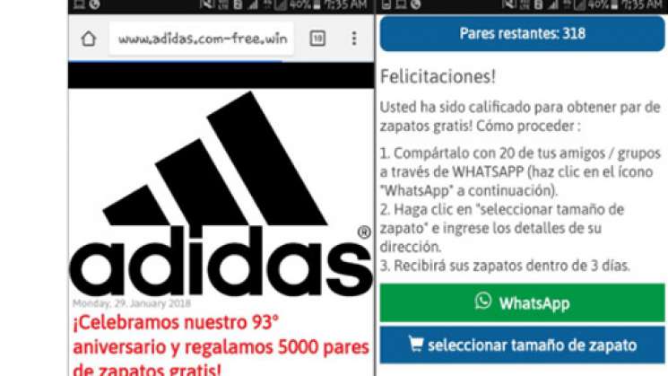 Nueva estafa en WhatsApp, ofrecen tenis gratis