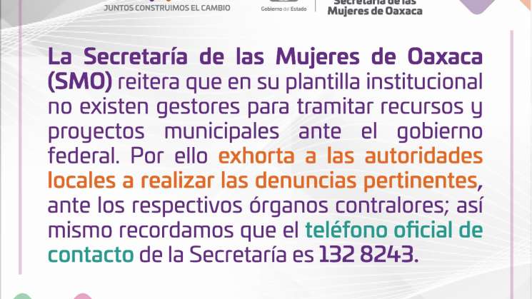 Exhorta SMO a autoridades municipales denunciar a falsos gestores