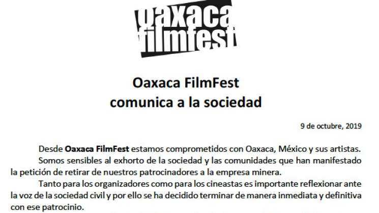 Tras protestas, Oaxaca FilmFest corta patrocinio de minera