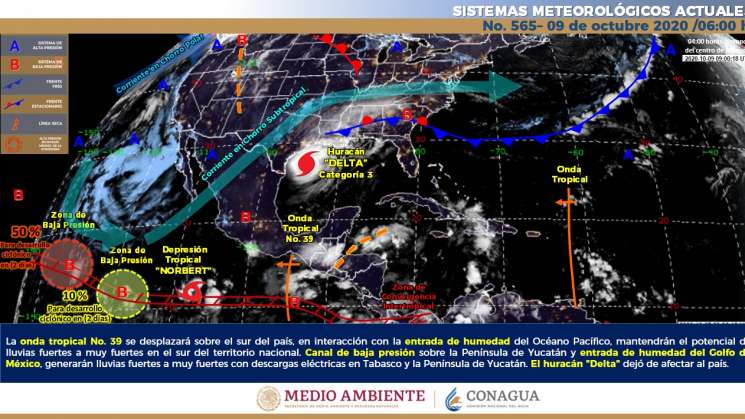 Onda tropical No. 3 causa nublados y lluvias fuertes en Oaxaca