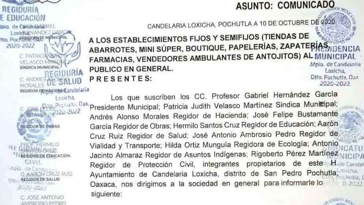 Prohibe Candelaria Loxicha uso de bolsas de plástico,pet y unicel