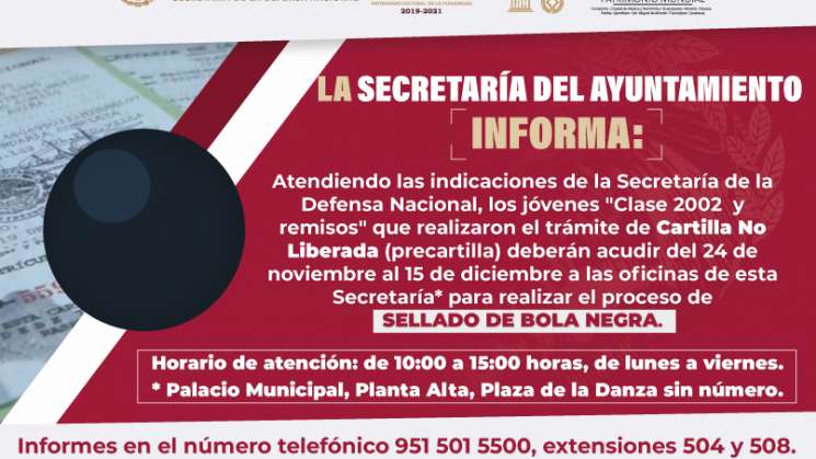 Convocan a Servicio Militar a cumplir con sellado de “Bola negra”