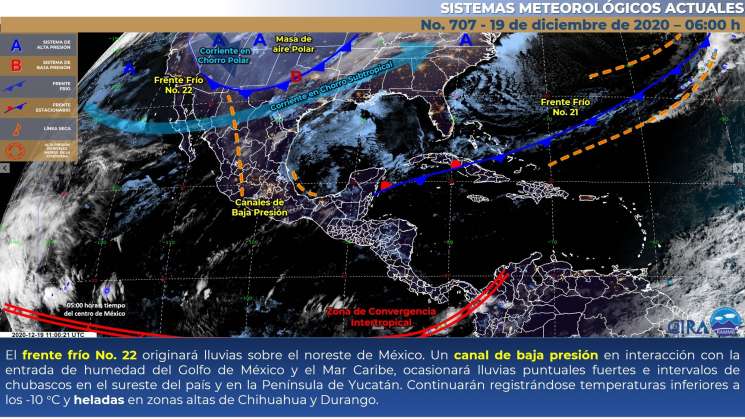 Un canal de baja presión causa norte en Istmo y lluvias en Oaxaca