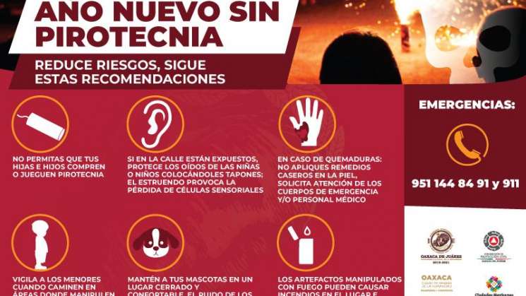 Exhortan a evitar pirotecnia en festividad de Año Nuevo