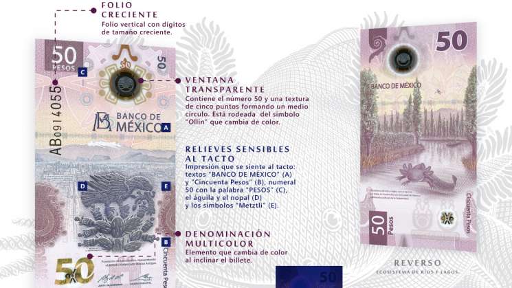 Lanza Banxico circulación del nuevo billete de 50 pesos