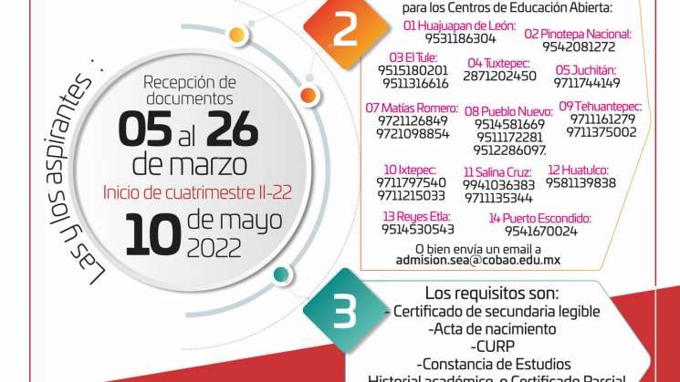 Cobao brinda la oportunidad de concluir el bachillerato abierto