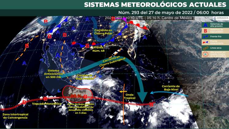 Baja presión con alto potencial ciclónico causa lluvias en Oaxaca