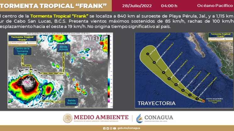 Sin afectaciones, tormentas Georgette y Frank en Océano Pacífico