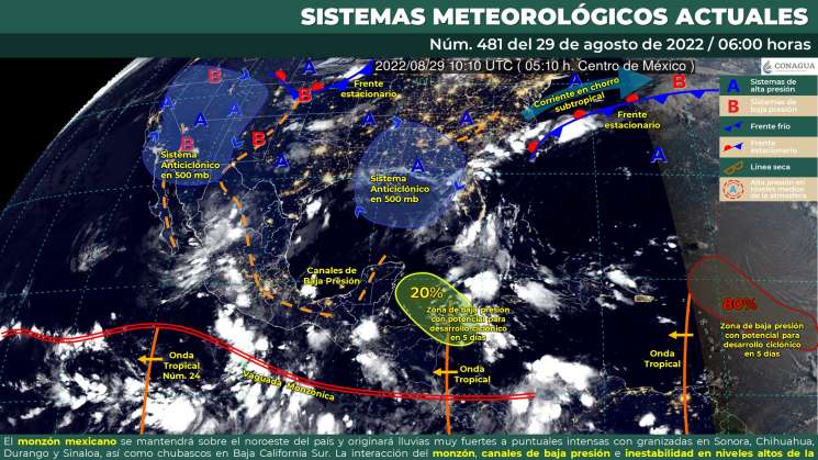 Canales de baja presión provocan nublados y lluvias en Oaxaca