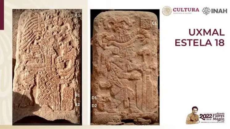 INAH descubre una estela maya dual en  Zona Arqueológica de Uxmal