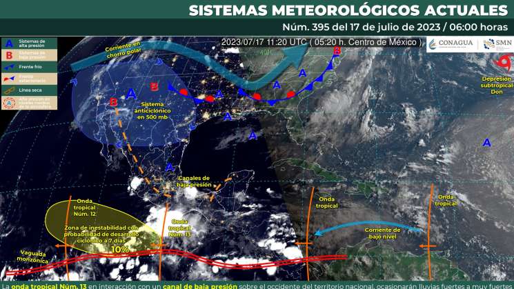 Canal de baja presión mantendrá lluvias en Oaxaca