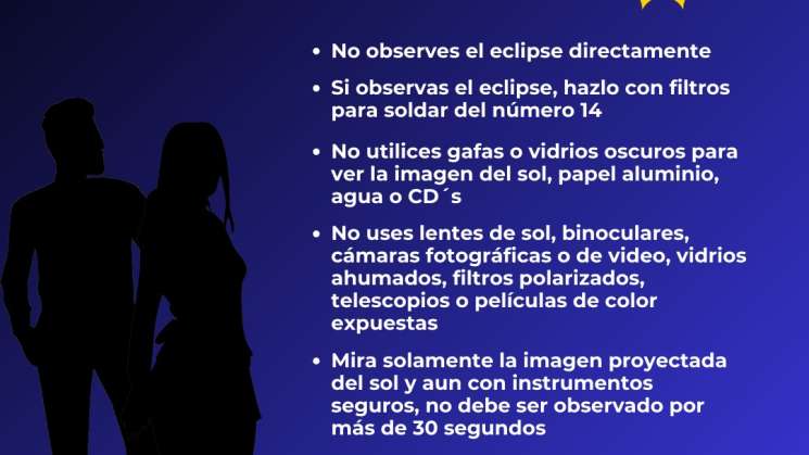 Emite Protección Civil recomendaciones ante próximo eclipse solar