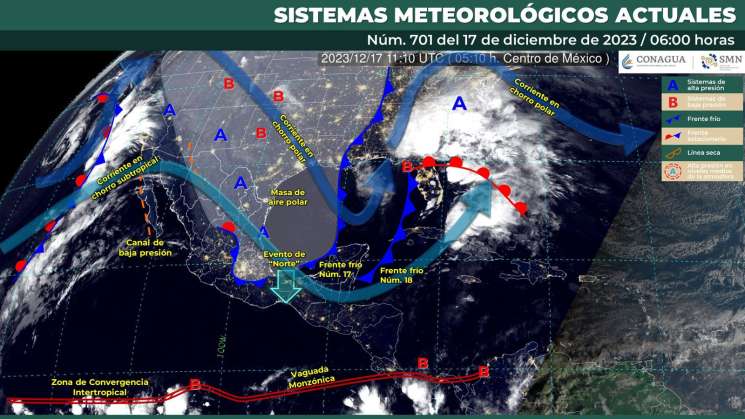 Bajas temperaturas, lluvias aisladas y evento de norte en Oaxaca 