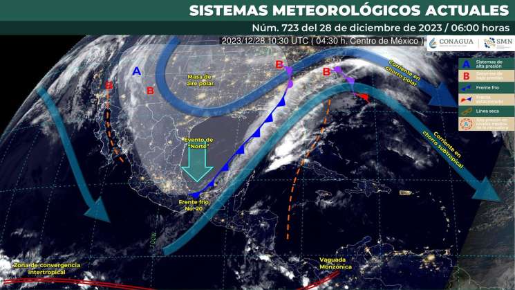 Se prevé día lluvioso, evento de norte y frio en Oaxaca 