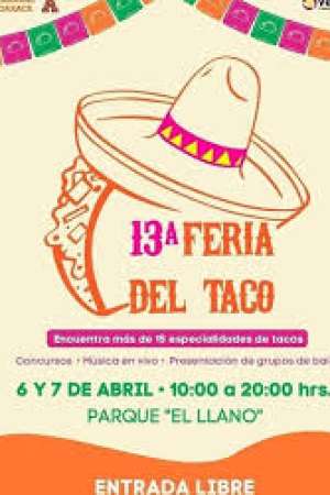 Realizarán en el Llano la XXIII Feria del Taco 