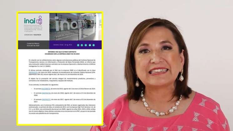 INAI: Hubo 4 contratos ligados con empresas de Xóchitl Gálvez 