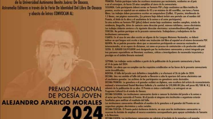 Convocatoria Premio Nacional de Poesía Alejandro Aparicio Morales