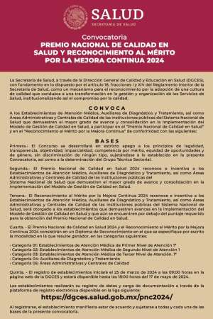   Invitan a participar en Premio Nacional de Calidad en Salud    
