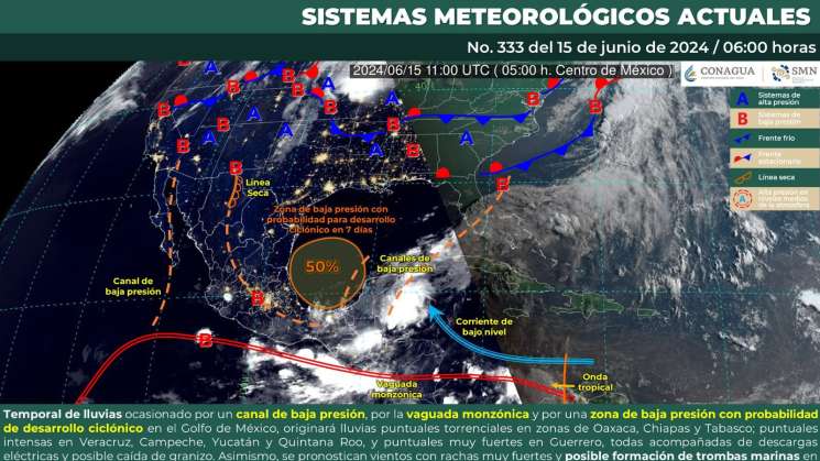  Se pronostica temporal lluvioso sobre territorio oaxaqueño 