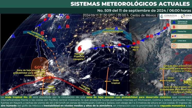 Prevén tormentas dispersas en territorio oaxaqueño este miércoles