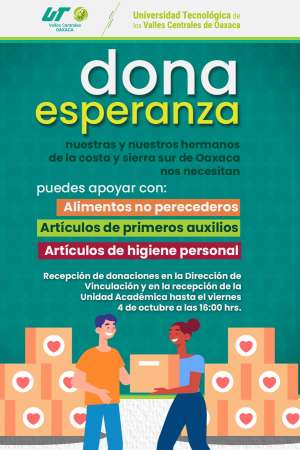  Abre UTVCO centros de acopio para apoyar a familias damnificadas