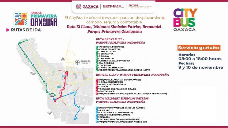 Rutas gratuitas del CityBus por inauguración del Parque Primavera