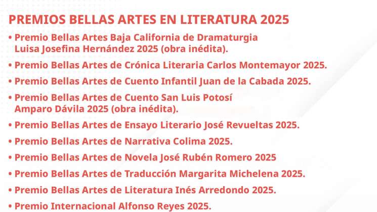 INBAL y Seculta publican 10 convocatoria a premios Bellas Artes 