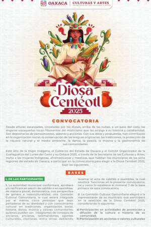 Lanza Seculta convocatoria para representante de Diosa Centeotl 