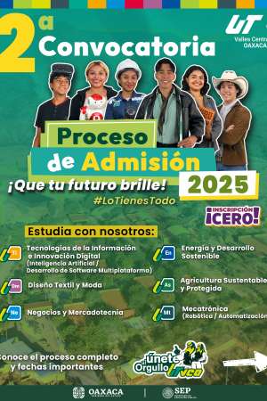 Abre UTVCO segundo periodo de admisión 2025