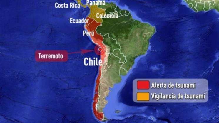 Tras terremoto de 7.5, activan alerta de tsunami en Chile