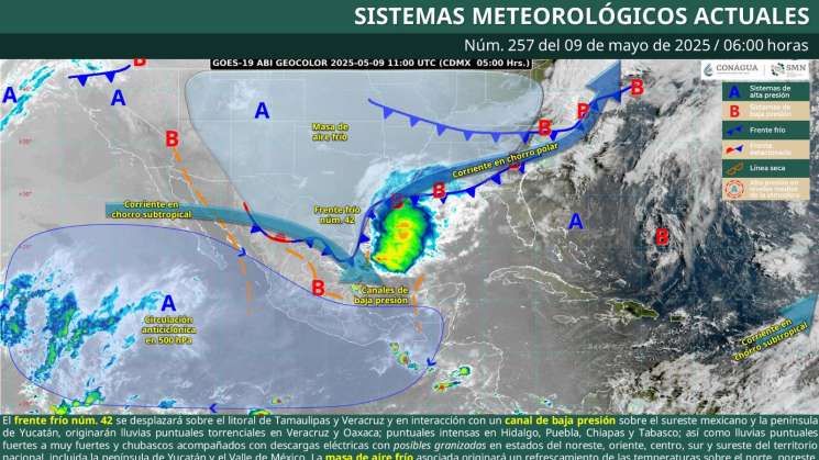 Frente frio 42 aumentará lluvias y tormentas en zonas de Oaxaca 