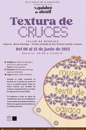 Taller de bordado con la artista María Santiago en el MUPO