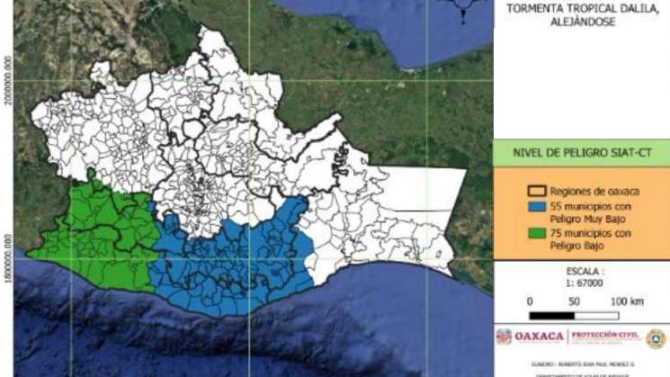 Alertas verde y azul en oaxaca ante Tormenta Tropical Dalila