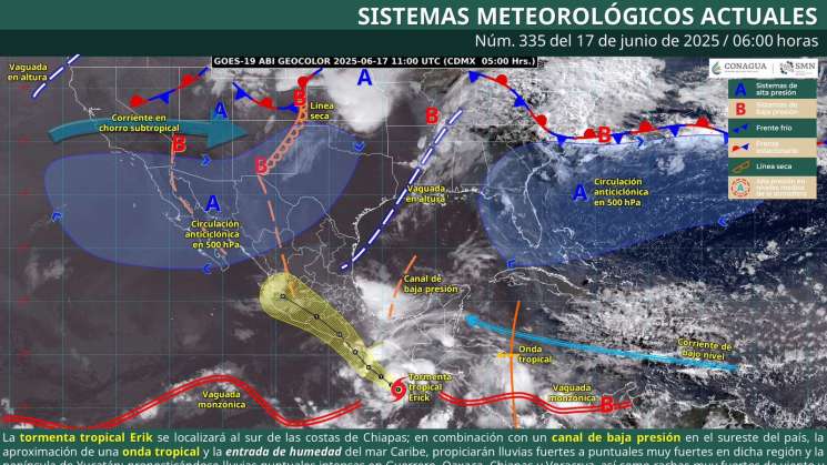 Depresión tropical Cinco-E se intensifica a tormenta tropical 