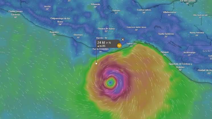 Erick llega como  huracán categoría 1 frente a  costas de Oaxaca