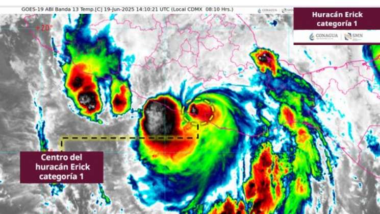 Erick se degrada a categoria 1, seguirán lluvias intensas