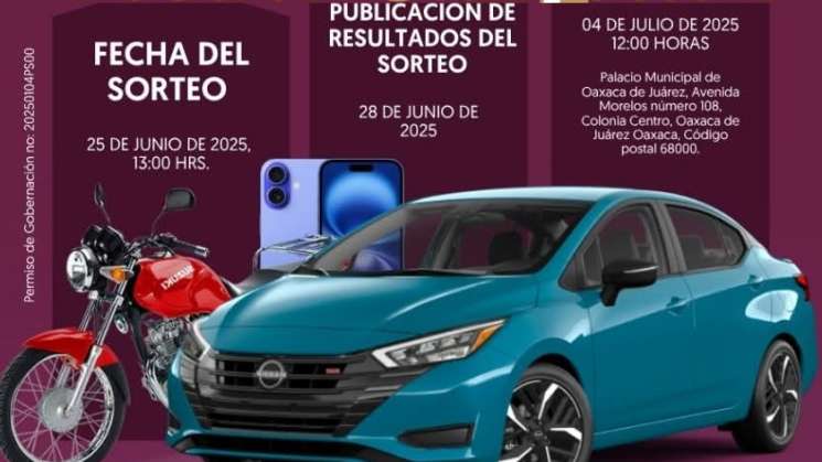 Municipio sorteará, auto, motos y celulares a vecinos cumplidos