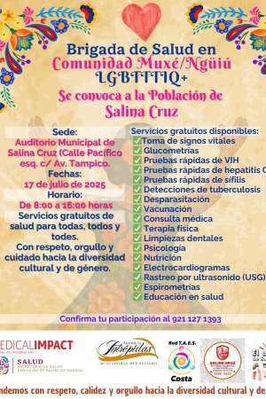 Realizarán brigada de Salud gratuita a comunidad Muxé/Ngüiú 