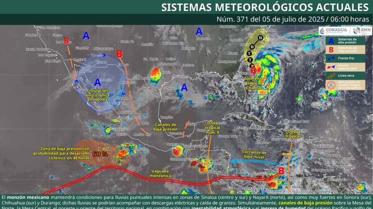 Lluvias dispersas por onda tropical 9, vagada monzónica en Oaxaca