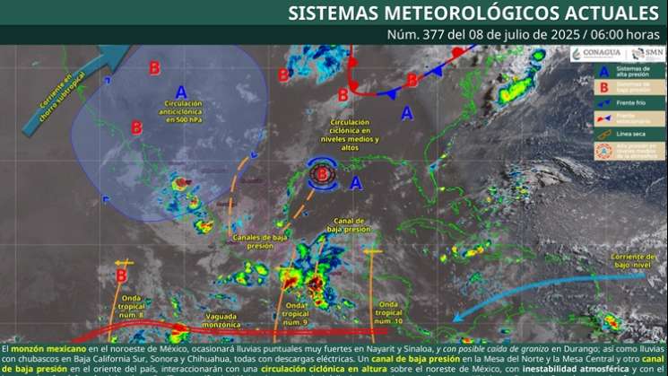 Lluvias y tormentas aisladas con actividad eléctrica en Oaxaca 