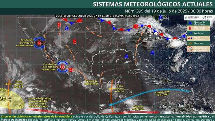 Siguen lluvias aisladas, actividad eléctrica y vientos en Oaxaca