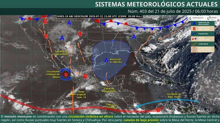 Se prevén tormentas aisladas con actividad eléctrica en Oaxaca 