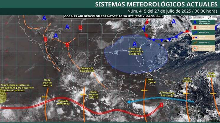Persistirán lluvias y tormentas eléctricas vespertinas en Oaxaca 