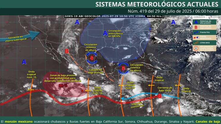 Ondas tropicales 16 y 17 traen lluvias y tormentas en Oaxaca 