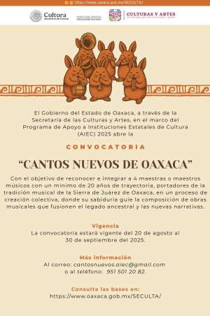 Convocatoria abierta: “Cantos Nuevos de Oaxaca