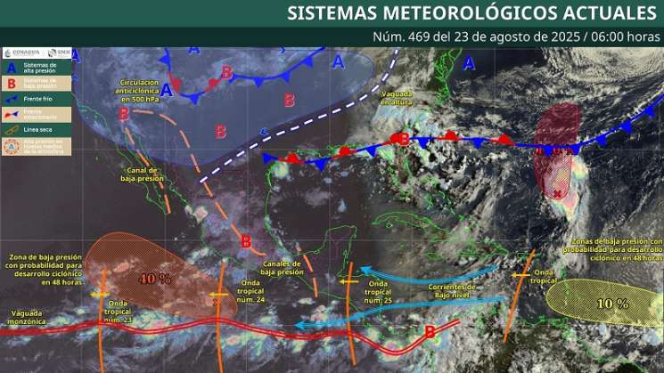 Onda tropical 25 y canal de baja presión provocarán lluvias