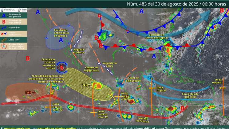 Prevén lluvias con tormentas, rachas de viento y niebla en Oaxaca