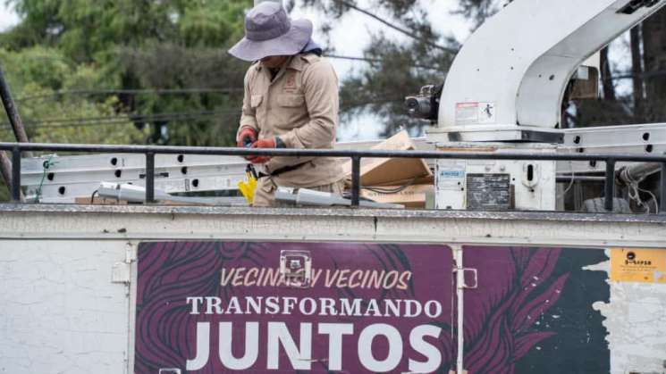 En la agencia Montoya rehabilitan alumbrado público