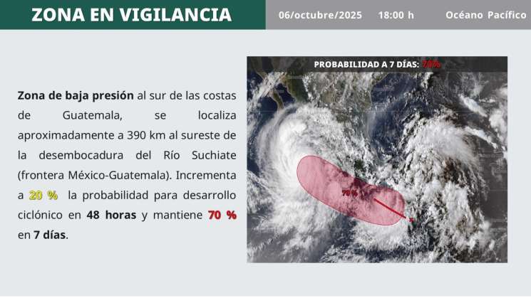 Alertan lluvias torrenciales en Oaxaca por nueva baja presión