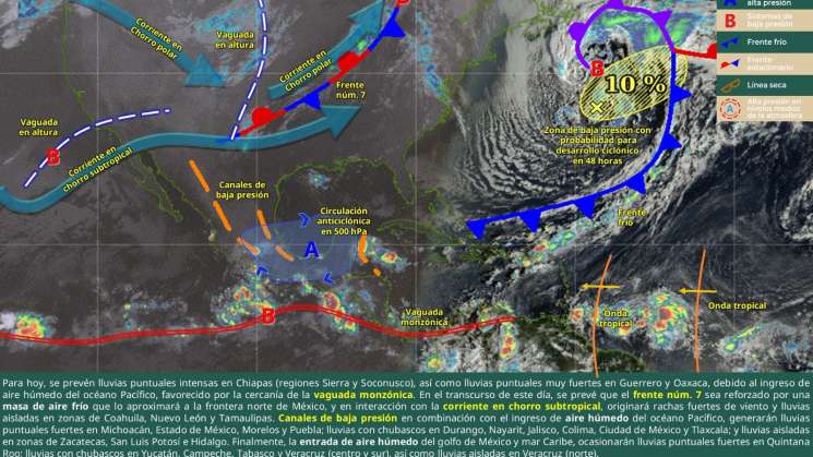 Prosiguen lluvias fuertes en Istmo, Costa, Mixteca y Sierra Sur